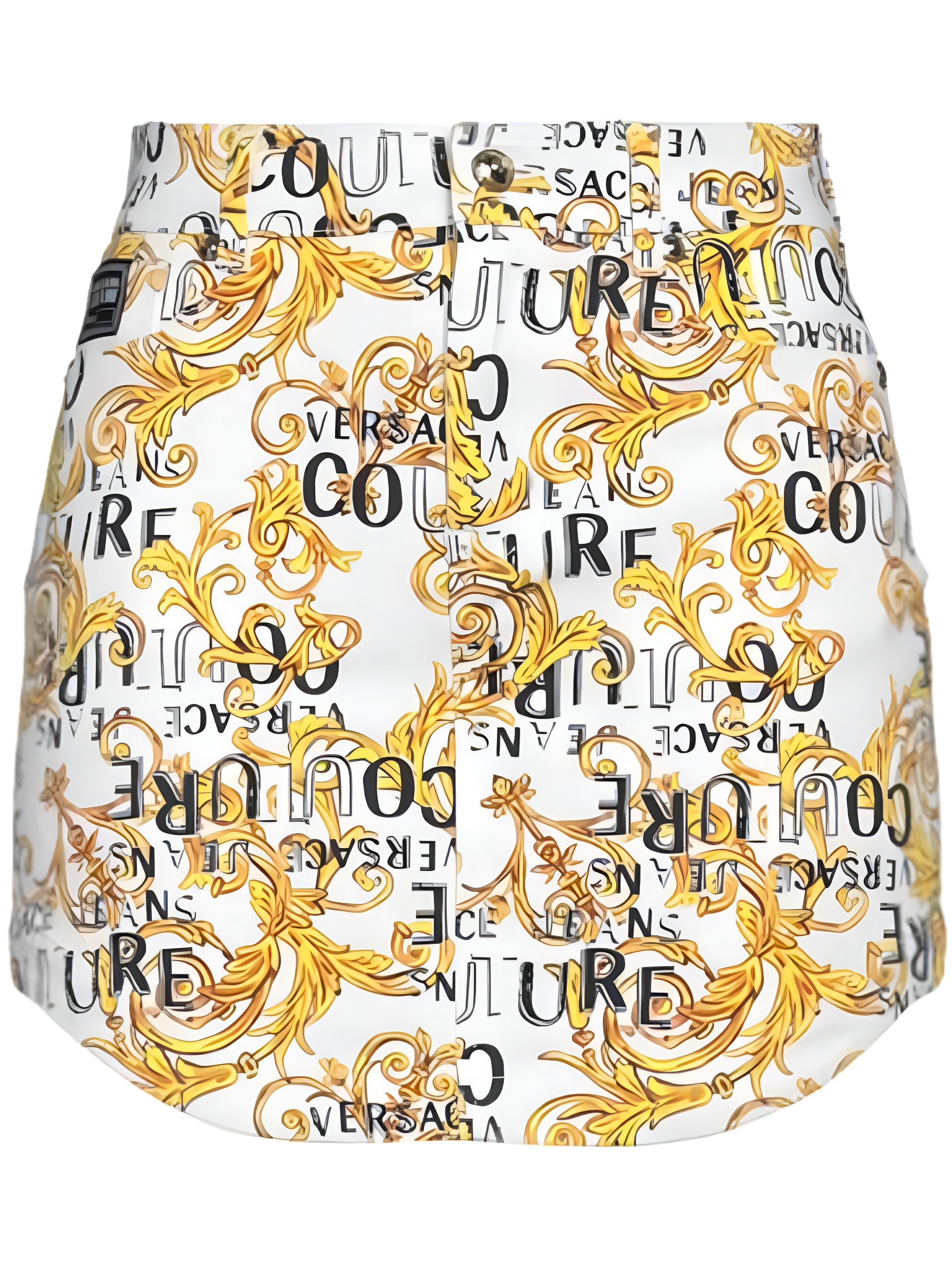 Versace Jeans Couture White Medusa Printed Denim Miniskirt Nwt 38it/2